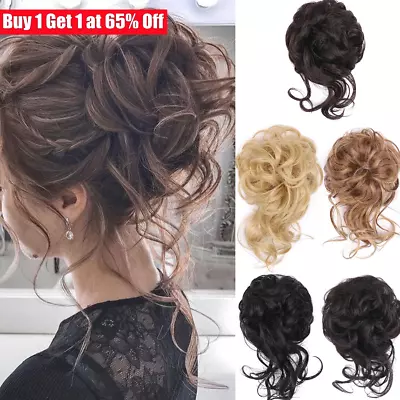 £3.56 • Buy UK Curly Messy Bun Hair Piece Updo Scrunchie Fake Natural Bobble Hair Extensions