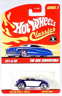 $9.99 • Buy Hot Wheels Classics Series 2 VW Bug Convertible #21/30 Blue & White 5-Spokes