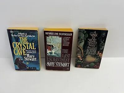 Lot Of 3 Vintage Fawcett Fantasy Books By Mary Stewart - Crystal Cave Wolf Wood • $16