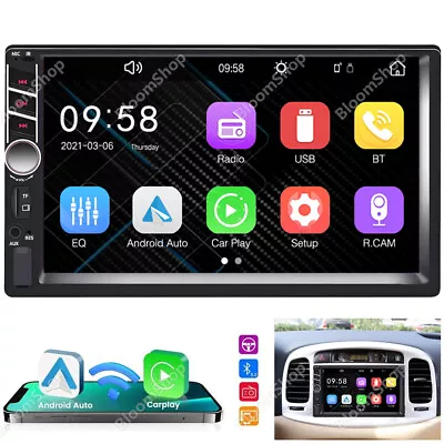 7  Single 1Din Touch Screen Car Stereo Radio For Apple/Android CarPlay Bluetooth • $19.91