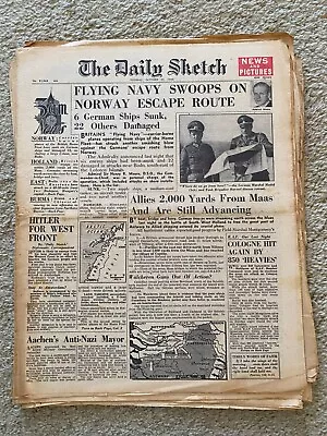 Daily Sketch Newspaper 1944 November 1st Walcheren Island ORIGINAL NEWSPAPER • £12