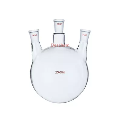 2000ml24/403-NecksRound Bottom Glass Flask2LThree NecksChemistry Bottle • $66.99