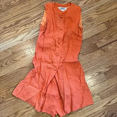 Vintage 1960s Womens Susan Thomas Sleeveless Jumper Jumpsuit Romper Orange Rayon • $9.99