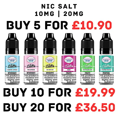 DINNER LADY Nic Salt 10mg 20mg Vape Juice 10ml Ecig E Liquid 50/50 VG/PG BULK • £2.94