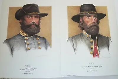 CSA CONFEDERATE GENERALS HAMPTON & HILL Art Prints By Mike Gnatek 1990 CAVALRY • $35