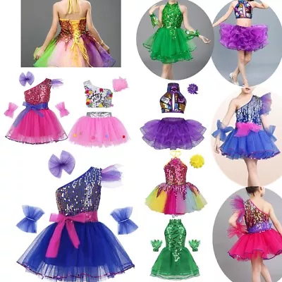 Dance Costume Sequins Jazz Modern Tutu Dress Ballroom Dancewear For Kids Girls  • $27.49