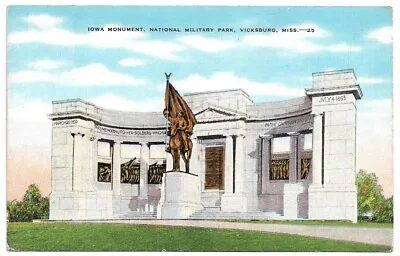 Vicksburg Mississippi MS Iowa Monument National Military Park Linen Postcard • $3.65