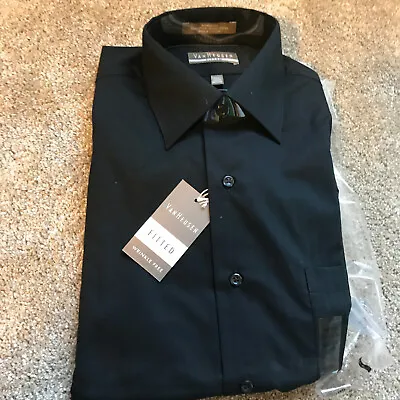 Fitted Van Heusen Dress Shirt Size 15.5 34-35 NEW NOS NOI Black • $13.99