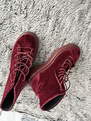 Camper Maroon Velvet Boots Size 3 • £19.99