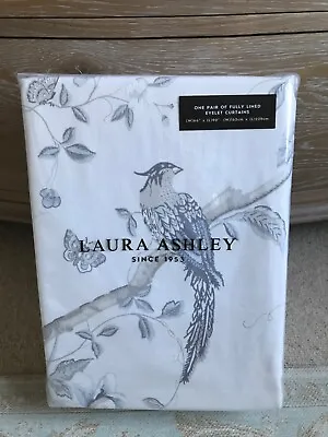 Laura Ashley Summer Palace Dove Grey Eyelet Curtains 64 X90 (162 X 228cm). Bird • £69.99