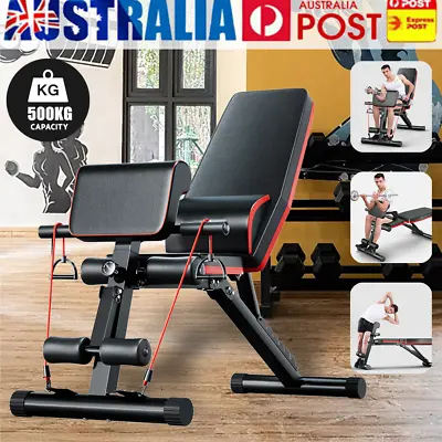 Adjustable Weight Abdominal Bench Sit-Up Back Support Fitness Flat Gym Exercise • $92.99