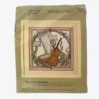 Musical Instruments Needlepoint Kit Vintage Candamar Viola Strings Horns Drum • $17.88