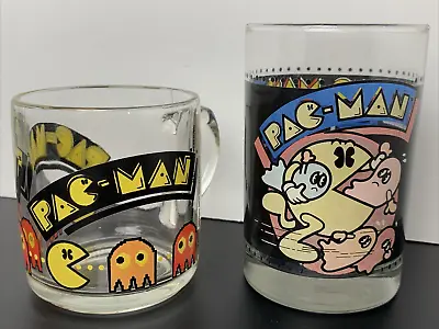 Pac-Man Drinking Glass And Clear Mug Vintage 1980s 1982 Bally Arby's Pac Man  • $14.99