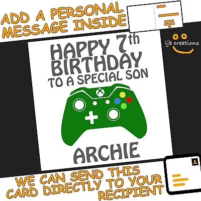 Personalised XBOX CONTROLLER Birthday Card Son Dad Grandson Nephew Gaming Gamer • £2.85