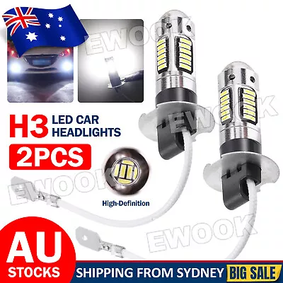 2x H3 LED Fog Light Bulbs Conversion Kit Super-Bright Canbus 6500K White AU • $12.95