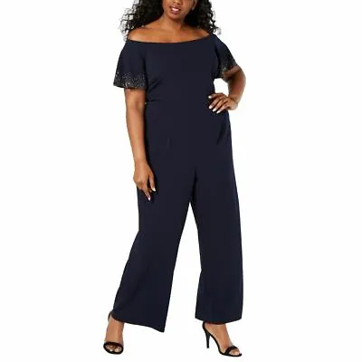 $21.22 • Buy CALVIN KLEIN Women's Plus Off-the-shoulder Embellished Jumpsuit TEDO