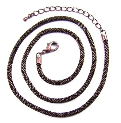 Necklace Chain Mesh Tube Round Copper Plate Adjustable 18 19 20 Inch 3mm Thick • $11.79