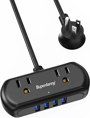 SUPERDANNY Power Strip With USB Mini Surge Protector With 2 Outlets & 4 USB Port • $12.99