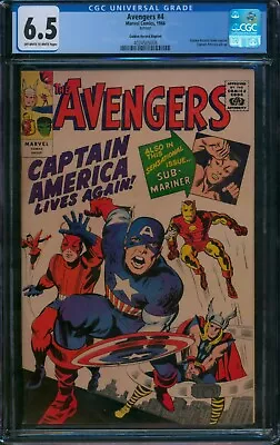 Avengers #4 Golden Record Reprint (1966) ⭐ CGC 6.5 ⭐ Captain America GRR Comic • $465