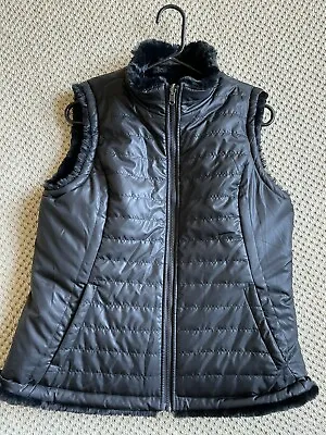 Womens Black Vest Size L Reversible Faux Fur Nicole Miller • $17.88