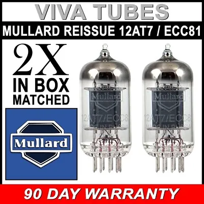 Brand New Mullard Reissue 12AT7 ECC81 Gain Matched Pair (2) Vacuum Tubes • $64.78