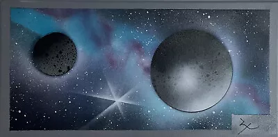 Spray Paint ￼space Art Work￼ 10 X 20” On Canvas To The Moon￼￼ • $15.18