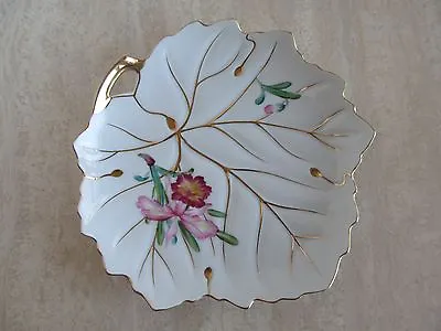 Vintage UCAGCO CHINA Hand Painted Leaf Shaped Plate Dish From JAPAN 9  Dia. Gold • $24.99