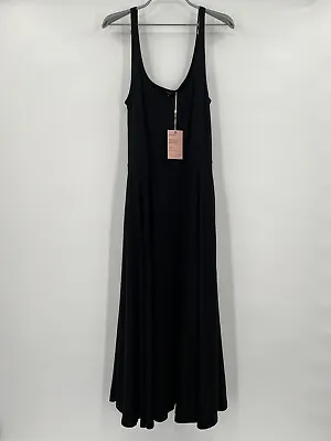 $34.95 • Buy Quince Women’s Black Tencel Jersey Fit & Flare Dress Sz L NWT Sleeveless Midi
