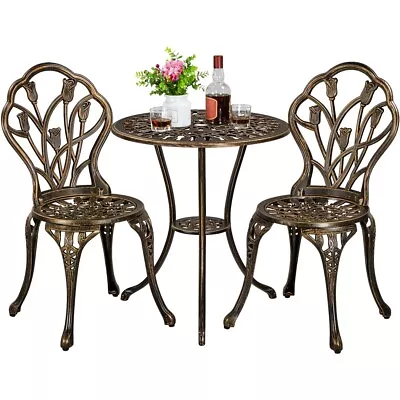 Patio Bistro Furniture Set Outdoor Garden Table Set With Umbrella Hole White • $131.99