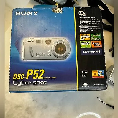Sony Cyber-shot DSC-P52 3.2MP Digital Camera - IOB- Tested -Includes Accessories • $50