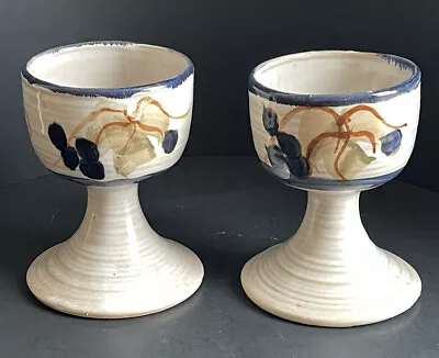 Vintage 2 Studio Art Pottery Goblets B Welsh Pacific Stoneware Cups 1972 Signed • $35