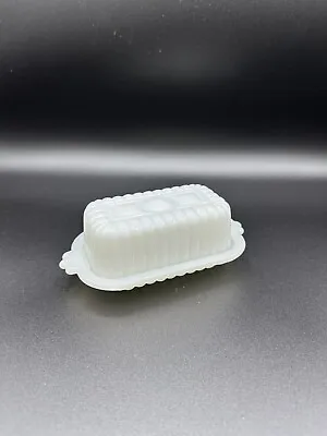 Vintage 1950'S Hazel Atlas White Milk Glass Half 1/2 Stick Butter Dish & Lid • $25