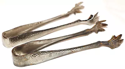 Lot Of 2 Vintage Hammered Metal Chicken Claw Sugar Ice Cube Tongs • $8.99