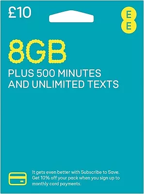 2x EE Sim Card Pay As You Go £10 Pack 8GB Data Unlim SMS Mini Micro Nano SALE • £0.99