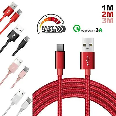 USB-C Cable Type C Lead Fast Charging Heavy Duty Phone Charger Data Sync • £3.99