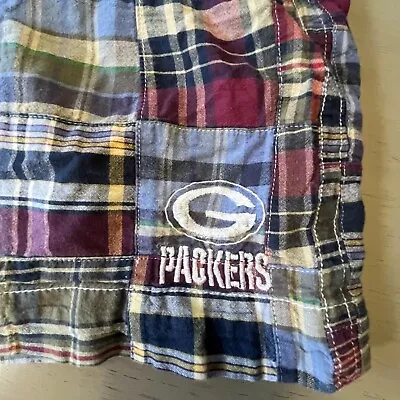NFL Green Bay Packers Shorts 32 10” Inseam Multicolor Patchwork EUC Casual Footb • $26.97