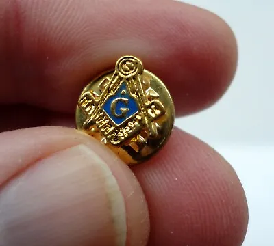 Small Freemason Lapel Pin Badge Square Compass Gold Plate • £4.99