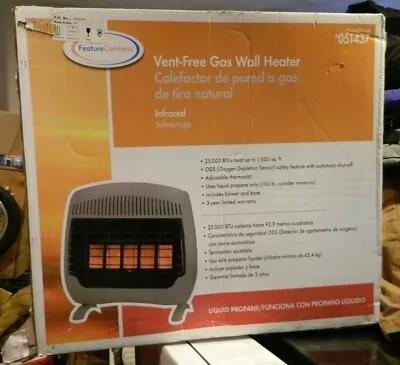 Vent Free Gas Wall Heater By Feature Comforts 25000 Btu's New In Box #051437 • $149.99