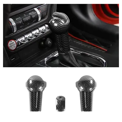 Gear Shift Knob Cover Trim Shifter Head Decor For Ford Mustang 2015+Carbon Fiber • $27.99