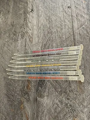 Vintage 7 Cocktail Stir Swizzle Sticks Spikes Acrylic With Sayings • $9.99