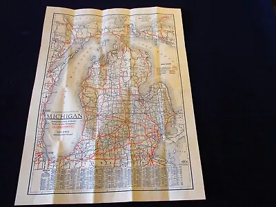 Vtg 1928 Clason's Road Map Of Michigan Showing Paved Roads & All Weather Q704 • $49.99