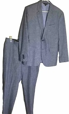Banana Republic Chambray Suit Men’s 40S Blazer Pants 34 X 30 Blue Standard Fit • $74