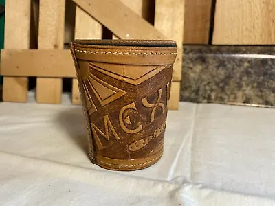 Vintage Stitched Tooled Leather Dice Cup ~ Mexico & Native American Indian • $35.99