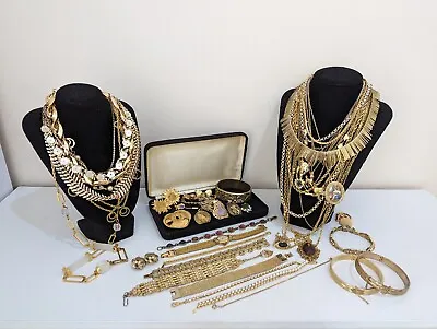 £28 • Buy Vintage Gold Tone Jewellery Joblot Bundle Untested Necklace Bracelet Earrings