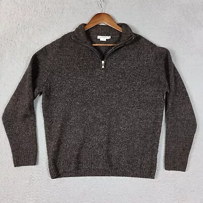 Enzo Mantovani Sweater Men Medium Grey Knit 100% Wool 1/4 Zip Mock Neck Pullover • $29.99