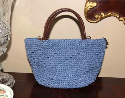 ROSETTI Crochet Handbag Purse Bag Woven Straw Blue NWT • $30.35