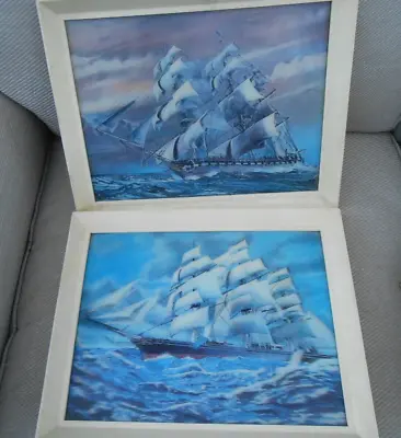 2 Vintage Toppan 3D Hologram Ships Pictures Galleons  385mm By 305mm • £24.99