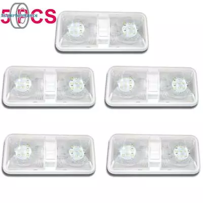 5 New RV LED 12v Ceiling Fixture Double Dome Light For Camper Trailer RV Marine • $39