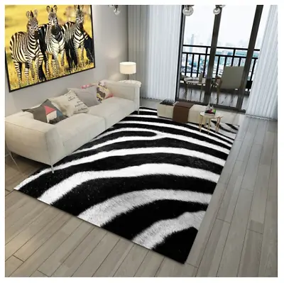 Zebra Print Wild Africa Non Slip Rug Carpet 120 X 180CM Mat • $197.95