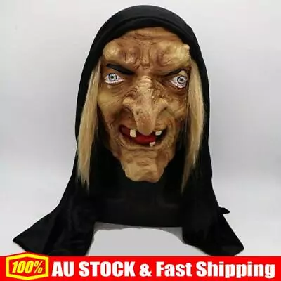 Scary Adult Old Witch Mask Latex Creepy Halloween Costume Grimace Party Props • $24.63